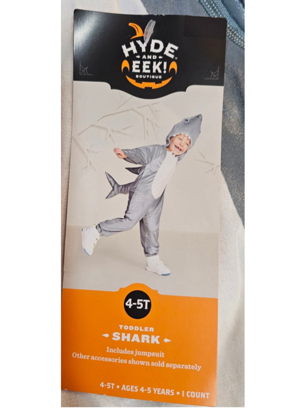 Boys Hyde and Eek! Boutique Shark Costume Size 4-5T Grey White